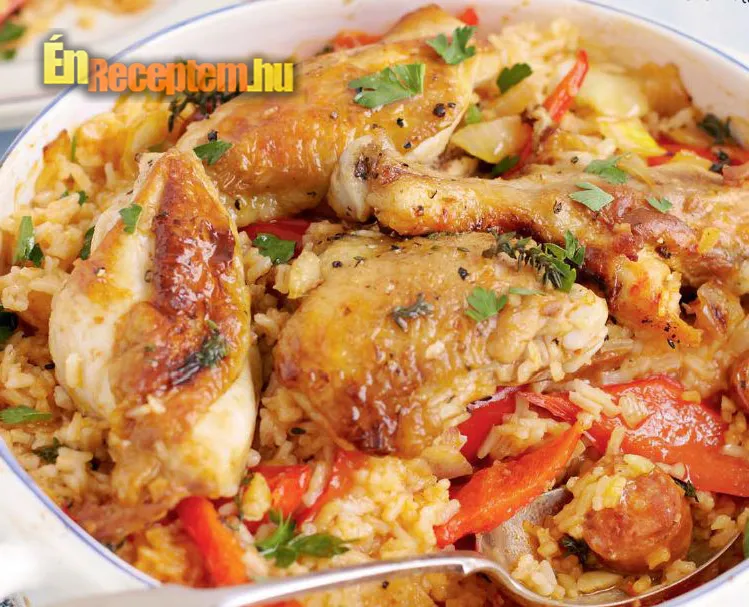 Csirkés-kolbászos egytál