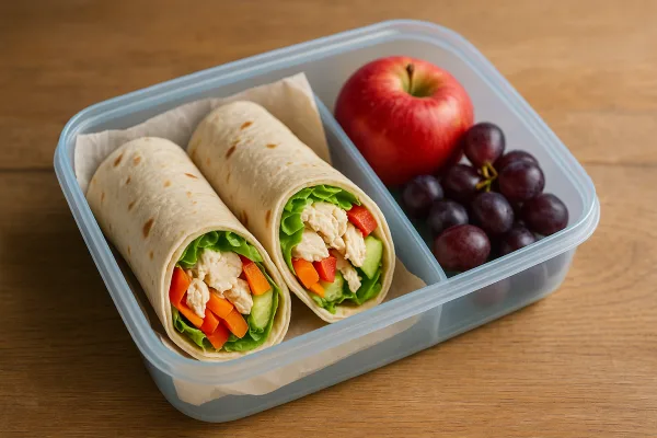 Csirkés–zöldséges, joghurtos wrap